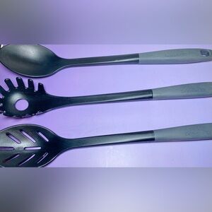Select by Calphalon 3pc Nylon Kitchen Utensil Set Spoon Slotted Spoon Pasta Fork